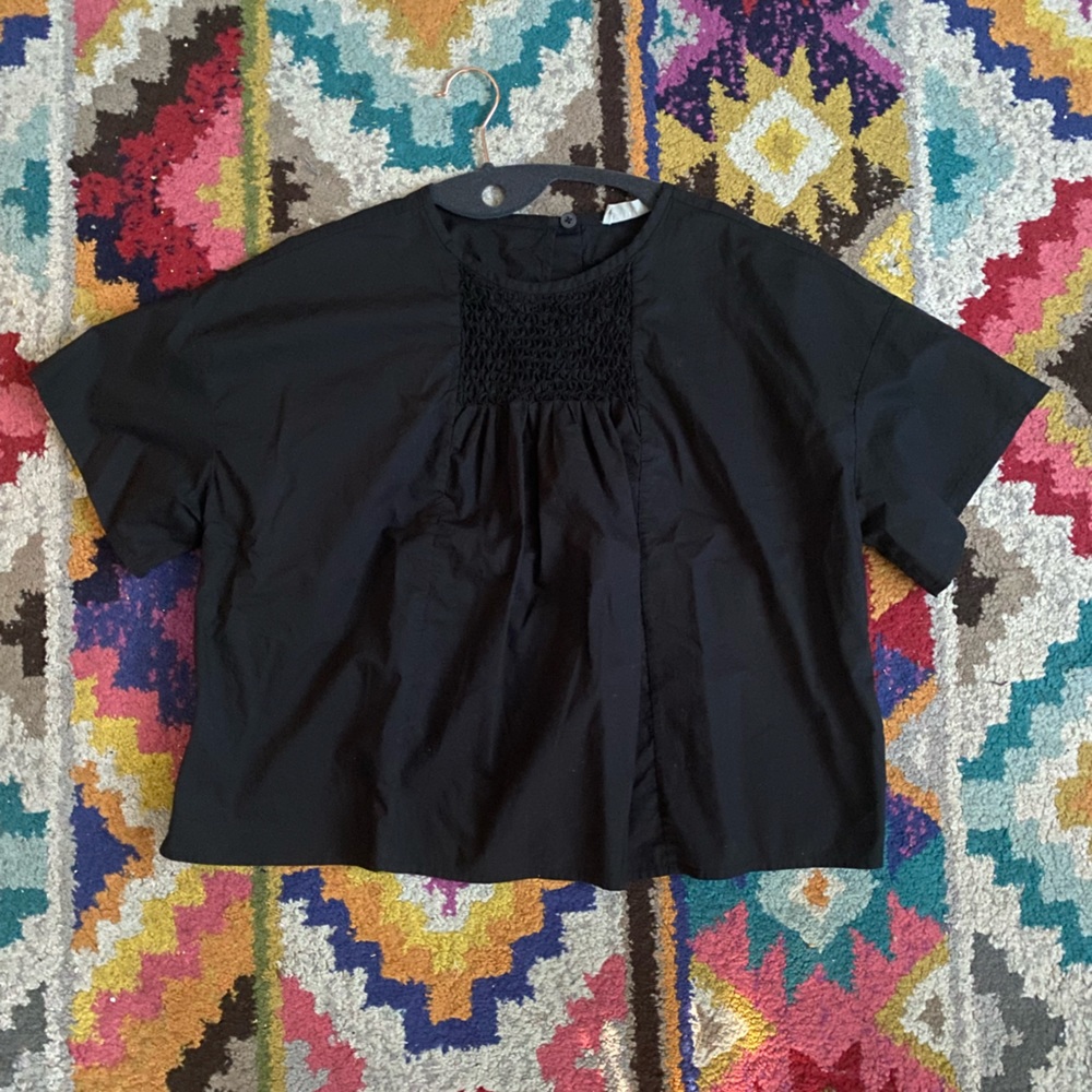 Everlane poplin black boxy pullover blouse! Worn once!